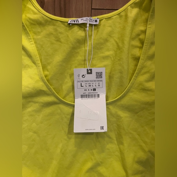 NWT* ZARA Neon Lime Halter Tank Bodysuit - Picture 2 of 3